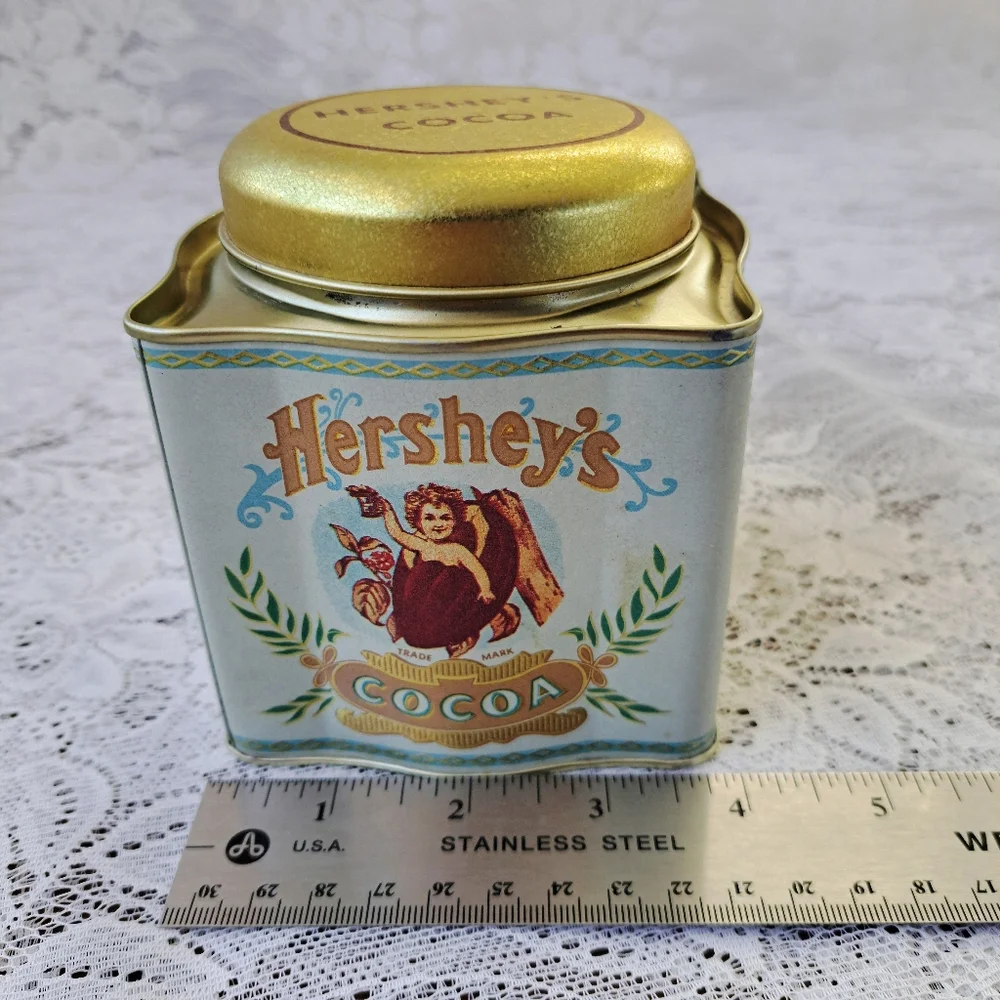 Vintage Hersheys Cocoa Tin Bristol Ware Gold Trim Nostalgic Collectible Storage